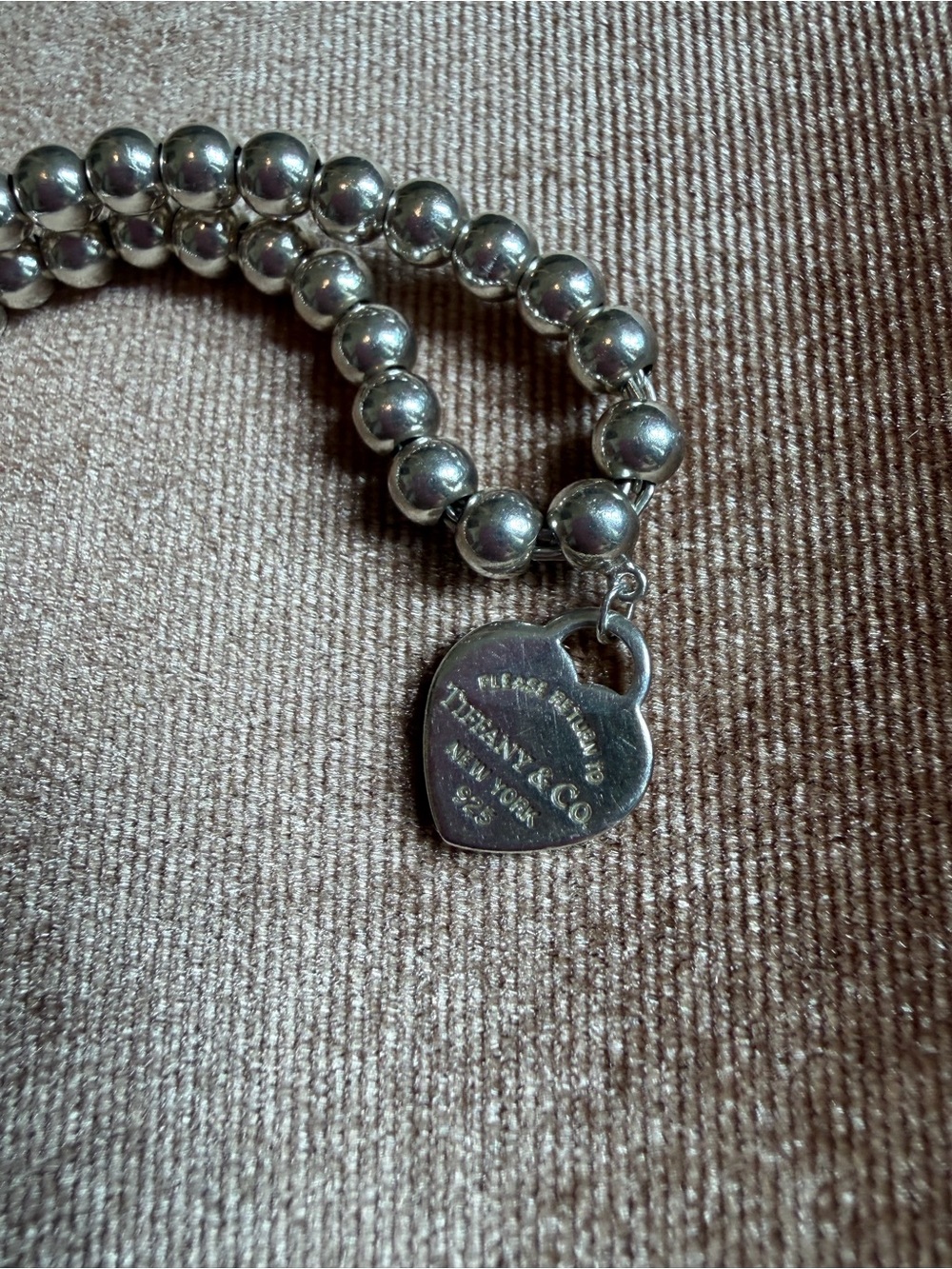 Tiffany & Co. Silver Heart Charm Toggle Bracelet with Blue Heart Bead Bracelet - Picture 8 of 12